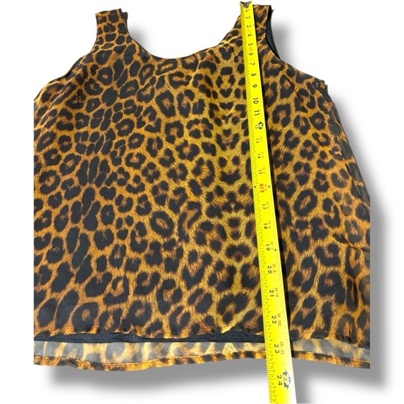 Working Girl Chic Leopard Print Sheer Tan and Black Breathable Flowy Tank Top - Picture 9 of 15